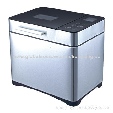 Breadmaker with Stainless Steel Housing and LCD Display, 18 Automatic Programs